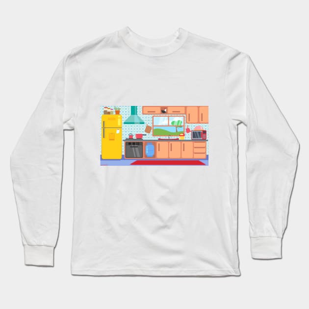 Kitchen Long Sleeve T-Shirt by Doutarina